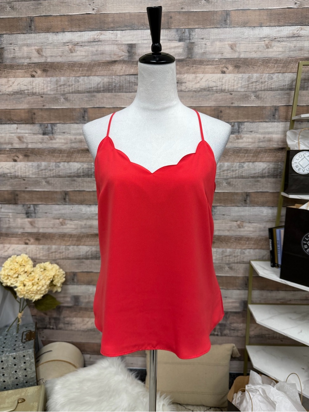 J. Crew. Coral Scalloped Neck Racerback Camisole 8